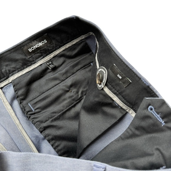 BONOBOS Men's Slim Fit Chino MONDAY Chino Pants Blue 34x32 Stretch Straight Leg - Picture 4 of 8